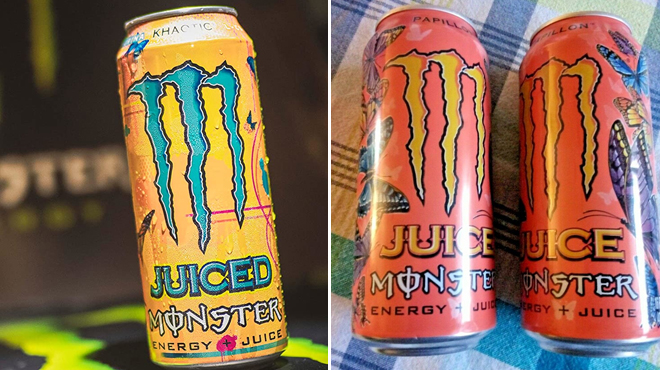 Monster Energy Juice Monster Khaotic Tropical Orange and Monster Energy Juice Monster Papillon Peach Nectarine