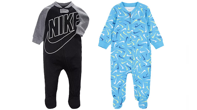 Nike Baby Futura Black Footed Sleep Play and Nike Baby Swooshfetti Sleep Play