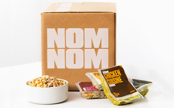 Nom Nom Box with Dog Food on a Tabletop