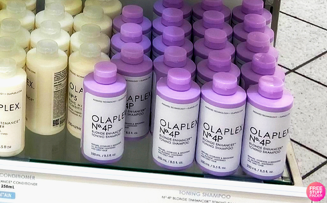 Olaplex No 4P Blonde Enhancer Toning Shampoo in shelf