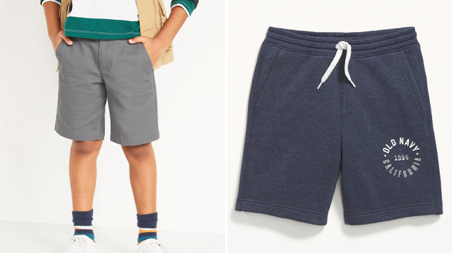 Old Navy Boys Twill Shorts and Logo Graphic Sweat Shorts