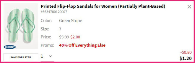 Old Navy Womens Printed Flip Flops Summary