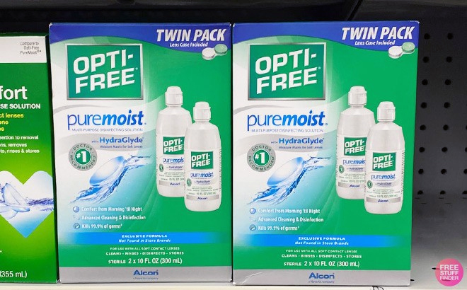 Opti Free PureMoist Multi Purpose Solution 2 Pack in shelf