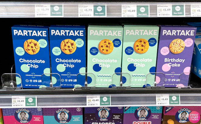 Partake Soft Cookies Varieties on a Whole Foods Shelf