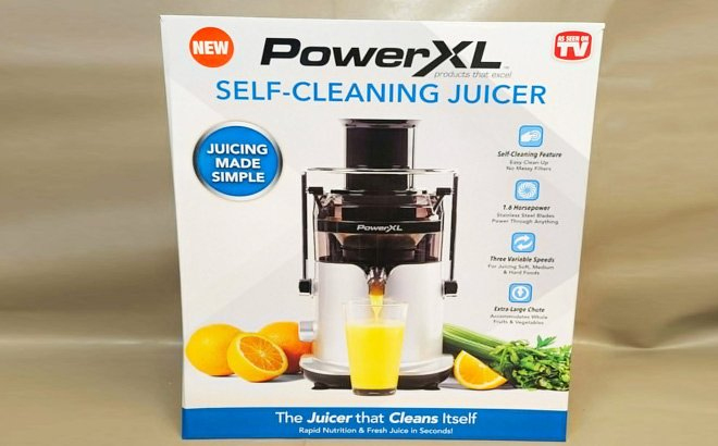 Power XL Self Cleaning Juicer on a Box