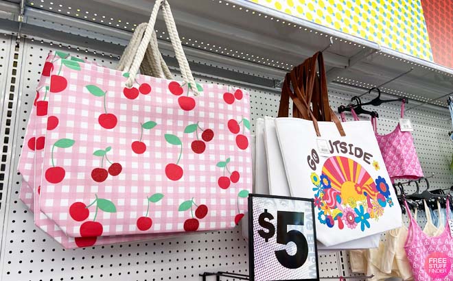 Printed Tote Bag With Rope Handles Cherries