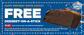Screenshot of Free Dessert on a Stick Coupon at White Castle