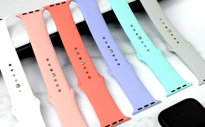 Silicone Apple Watch Bands 5 Pack