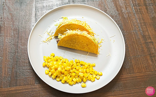Tacos and Corn on a Plate on a Tabletop