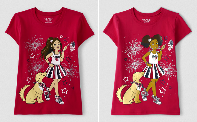 The Childrens Place Girls Graphic Ruby Tees