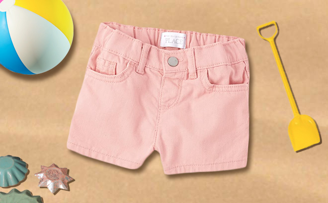 The Childrens Place Toddler Girls Denim Shortie Shorts