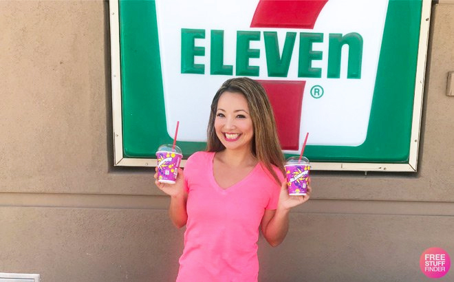 Tina Holding Small Cup of 7 eleven Slurpee