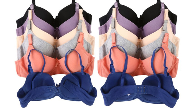 ToBeInStyle Underwire Full Coverage Bra in Heather Blue Heather Coal color