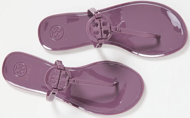 Tory Burch Mini Miller Jelly Thong Sandals in Vintage Eggplant Color