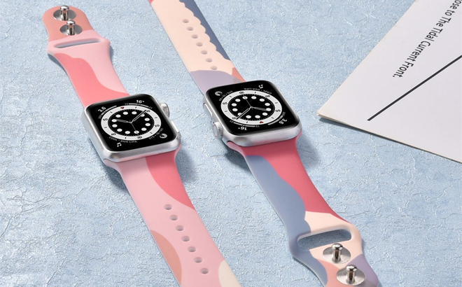 Two Morandi Contrast Apple Watch Silicone Bands