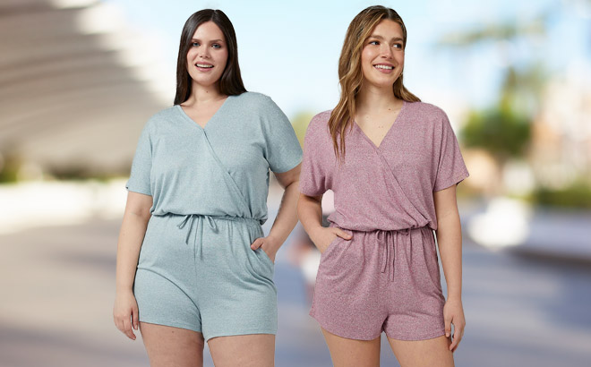 Two Women Wearing a 32 Degrees Womens Soft Comfy Romper