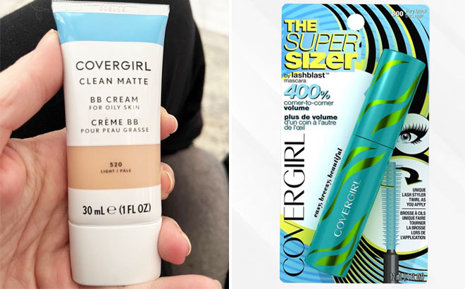 Woman Hodling CoverGirl Clean Matte BB Cream The Super Sizer Mascara