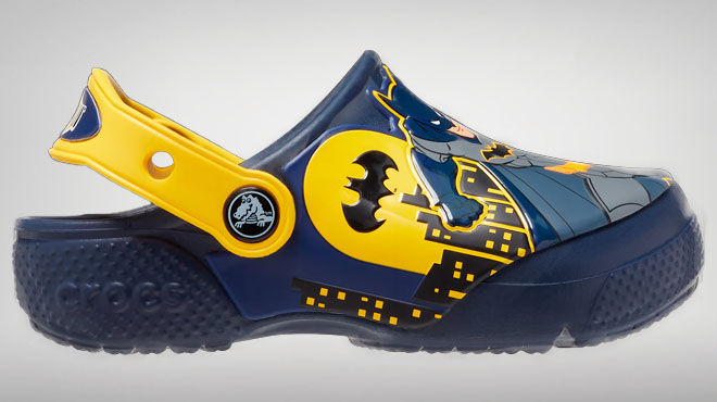a Limited Edition Crocs Kids Fun Lab Batman Patch Clogs