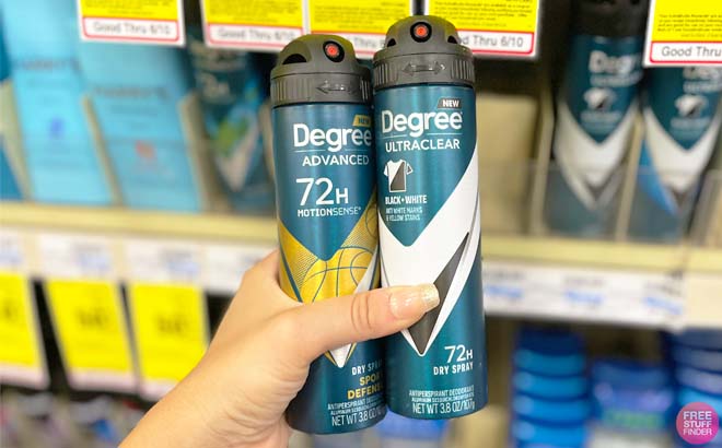 a Person Holding Two Degree Dry Spray Deodorant