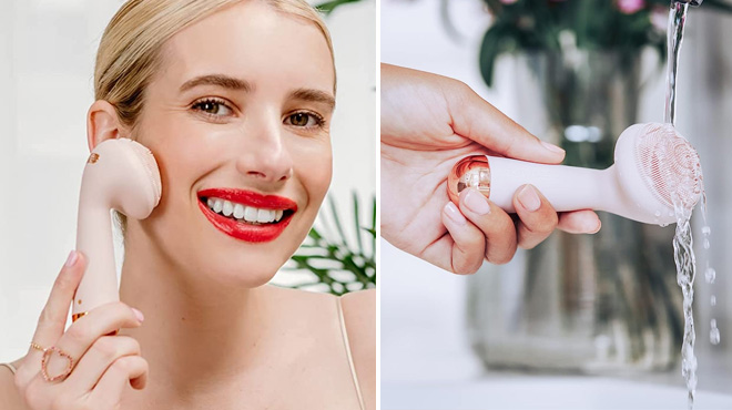 a Woman Using a Finishing Touch Face Scrubber a Woman Using a Finishing Touch Face Scrubber