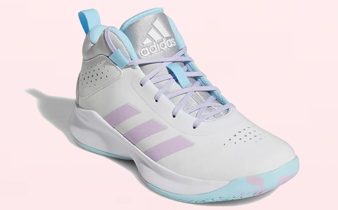 adidas Cross Em Up 5 Kids Basketball Shoes on Pink Background
