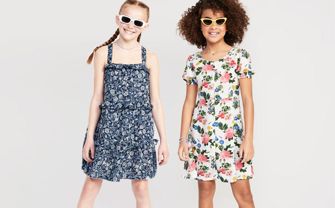 Old Navy Girls Puff-Sleeve Button-Front Fit Dress