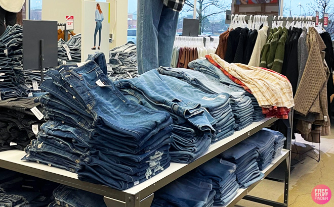 old navy womens jeans on display shelf