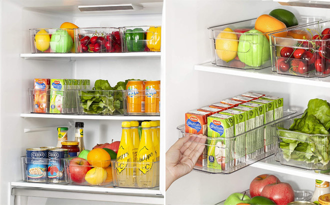 8 Piece Refrigerator Organizer Bins in a Fridge