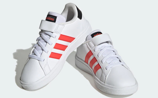 Adidas Kids Grand Court Elastic Lace and Top Strap Shoes