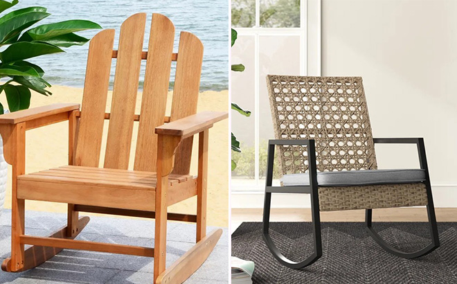 Agassiz Eucalyptus Outdoor Rocking Chair and Wade Logan Dolezal Wicker Outdoor Rocking Chair