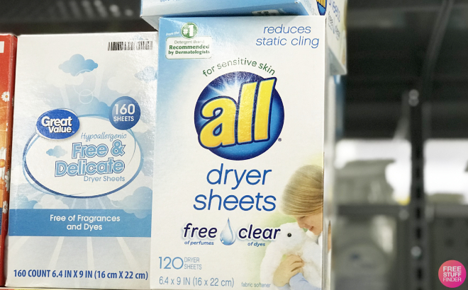 All Free Clear Fabric Softener Dryer Sheets 120 Count