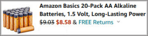 Amazon Basics AA Batteries Checkout Screen Amazon Basics AA Batteries Checkout Screen