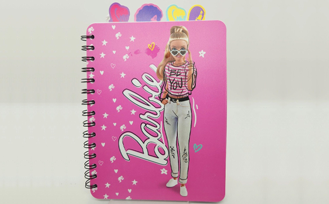 Barbie Tab Spiral Journal on Gray Background