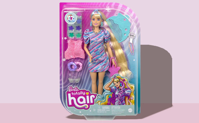 Barbie Totally Hair Doll Star Themed with 8 5 Inch Fantasy Hair 15 Styling Accessories 1