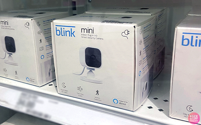 Blink Mini Indoor Camera in shelf