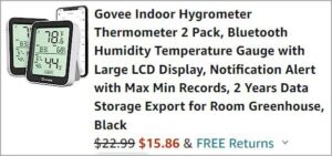 Checkout page of Govee Indoor Hygrometer Thermometer