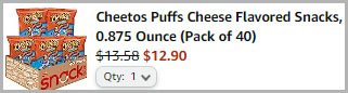 Cheetos Cheese Puffs 40 Pack Order Summary