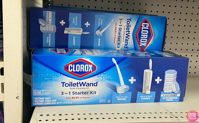 Clorox ToiletWand 3 in 1 Disposable Toilet Cleaning System on shelf