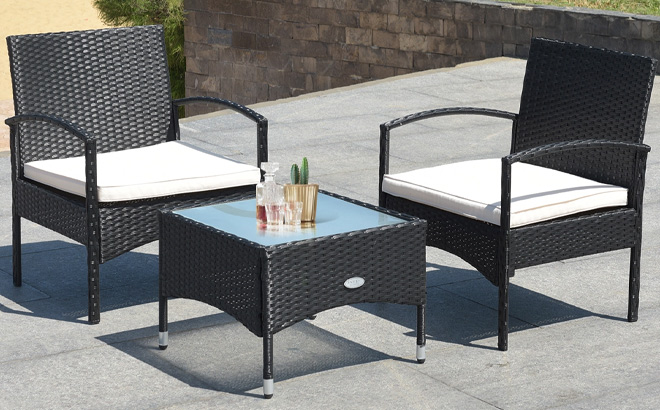 Costway 3 Piece Furniture Set Table 2 Chair Patio