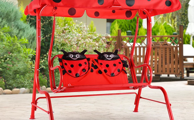 Costway Kids Patio Swing Chair Porch Bench