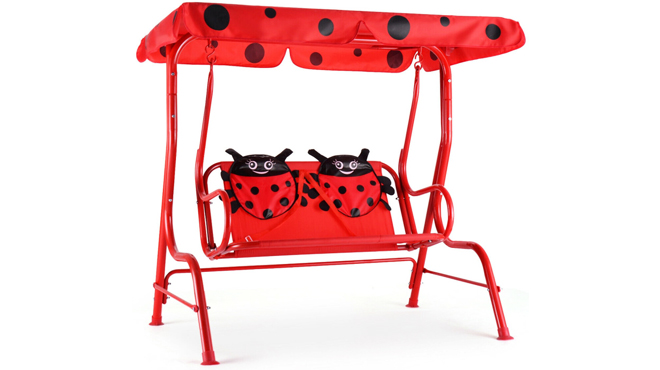 Costway Kids Patio Swing Chair in Red Beetle Design