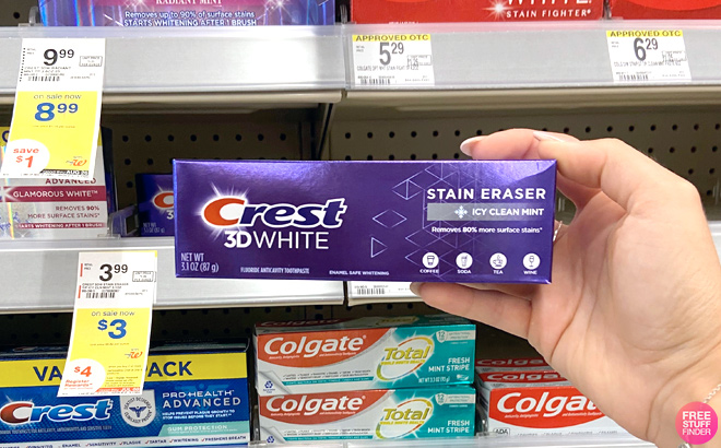 Crest Toothpaste on a Shelf at Walgreens