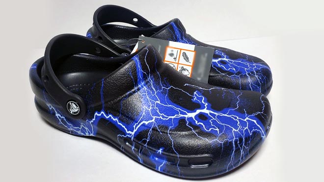 Crocs Bistro Graphic Work Clogs Black and Lightning Bolts