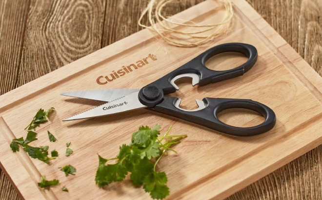 Cuisinart 8 Inch Kitchen Scissors on a Chopping Board