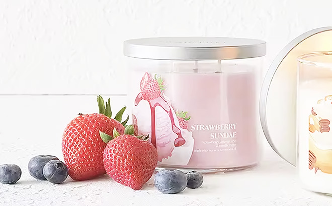 Distant Lands 3 Wick Strawberry Sundae Jar Candle