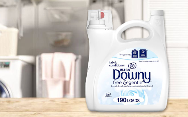 Downy Free Gentle 190 Loads Fabric Conditioner on a Table