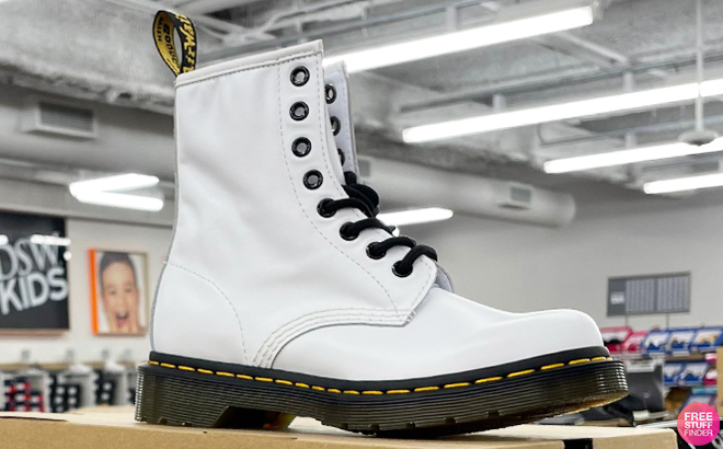 Dr Martens 1460 Womens Boots in White Patent Color Inside DSW Store