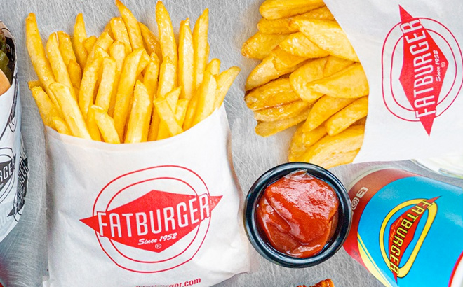 Fatburger Fries and Dips on a Table
