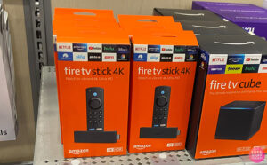 Fire TV Stick 4K on a Shelf