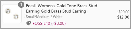 Fossil Womens Gold Tone Brass Stud Earring Order Summary